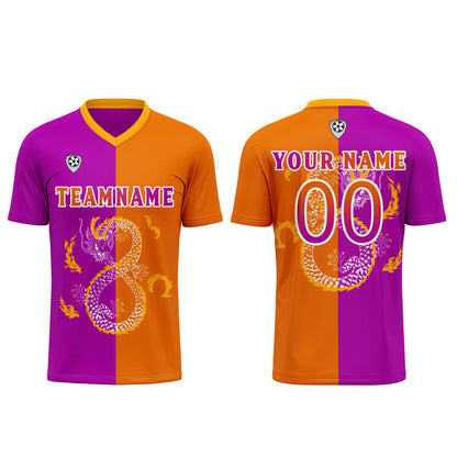 Benutzerdefinierte Lila Orange Trikots für Männer Frauen Personalisierte Fußball Uniformen für Erwachsene und Kind