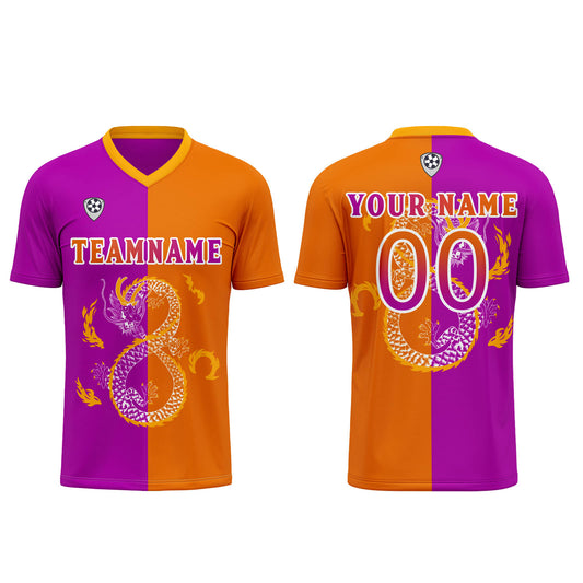 Benutzerdefinierte Lila Orange Trikots für Männer Frauen Personalisierte Fußball Uniformen für Erwachsene und Kind
