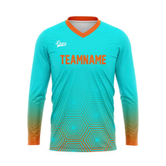 Kundenspezifisches Cyan Orange Basketball Fußball Schießen langes T-Shirt für Erwachsene und Kinder