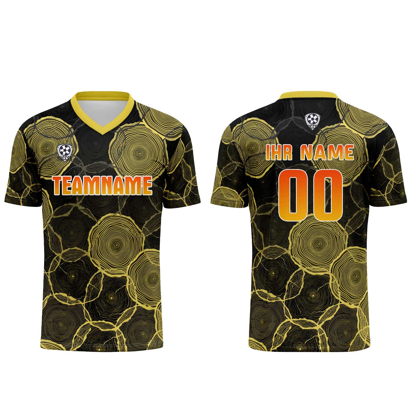 Benutzerdefinierte Schwarz Gelb Trikots für Männer Frauen Personalisierte Fußball Uniformen für Erwachsene und Kind
