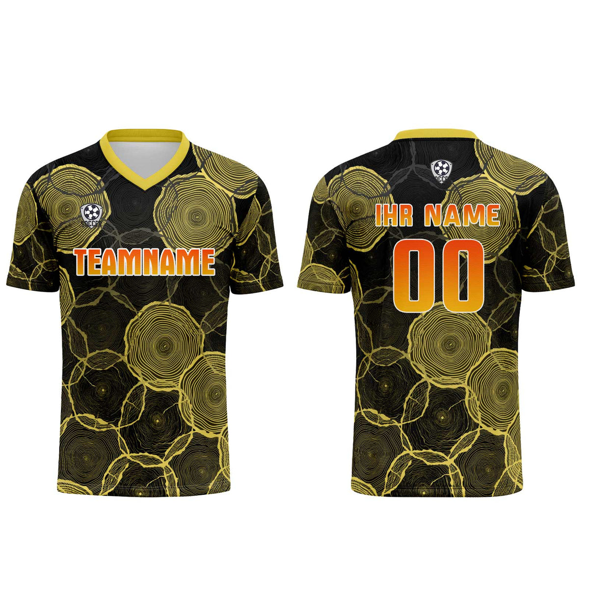 Benutzerdefinierte Schwarz Gelb Trikots für Männer Frauen Personalisierte Fußball Uniformen für Erwachsene und Kind