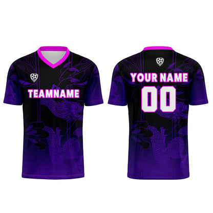Benutzerdefinierte Schwarz Lila Trikots für Männer Frauen Personalisierte Fußball Uniformen für Erwachsene und Kind