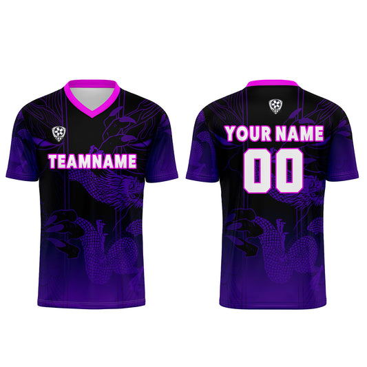 Benutzerdefinierte Schwarz Lila Trikots für Männer Frauen Personalisierte Fußball Uniformen für Erwachsene und Kind