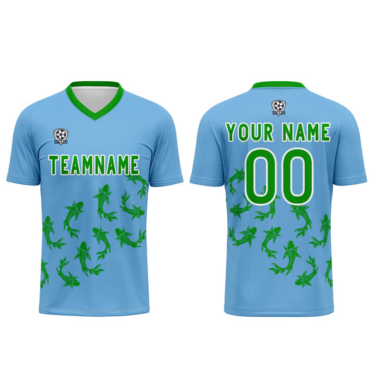 Benutzerdefinierte Himmel  Blau Trikots für Männer Frauen Personalisierte Fußball Uniformen für Erwachsene und Kind