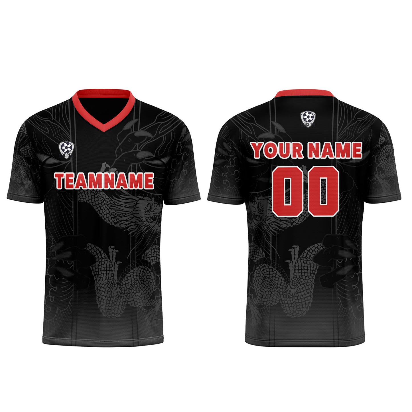 Benutzerdefinierte Schwarz Rot Trikots für Männer Frauen Personalisierte Fußball Uniformen für Erwachsene und Kind