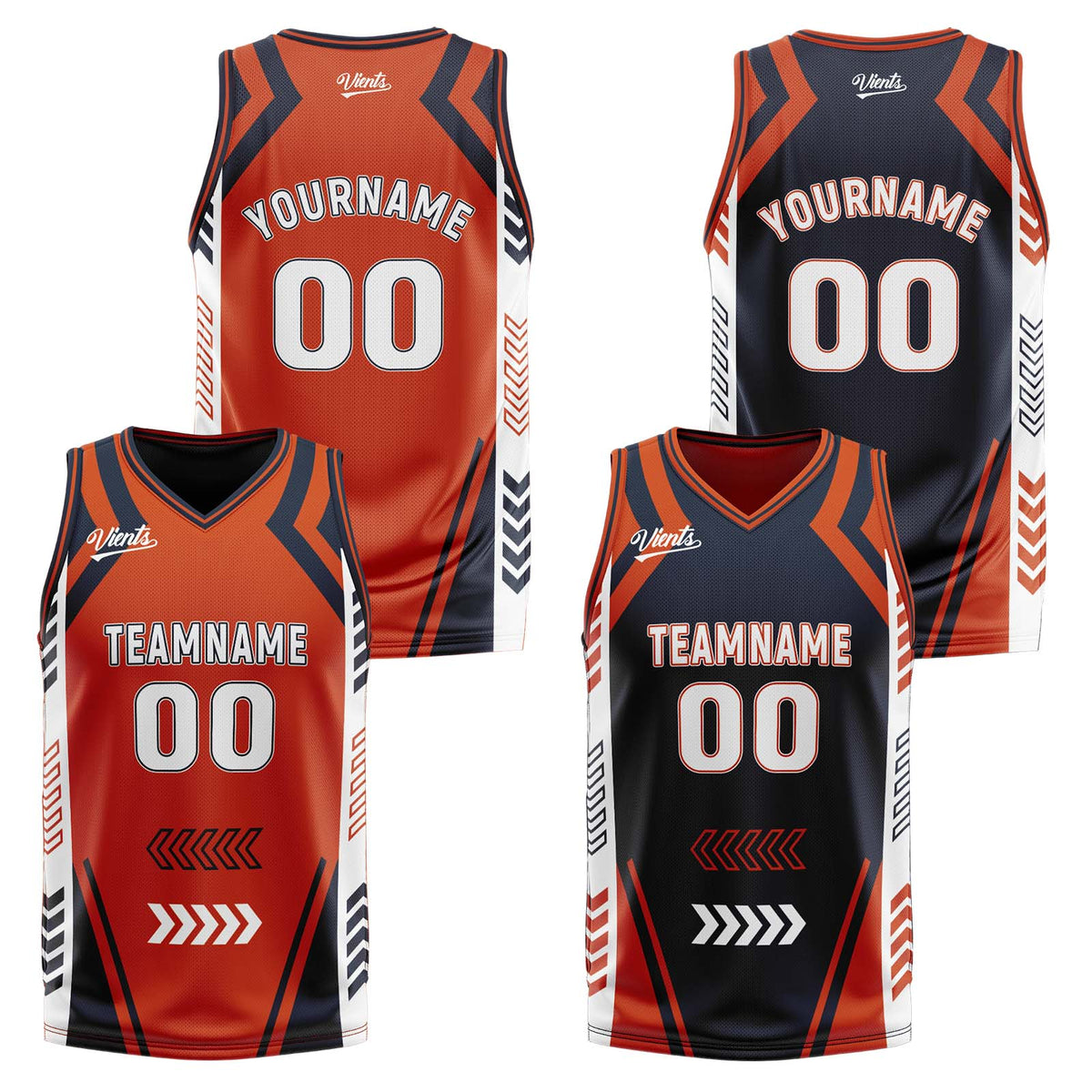 Benutzerdefinierte Orange Marine Reversible Basketball Jersey Personalisierte Drucken Name Nummer Logo