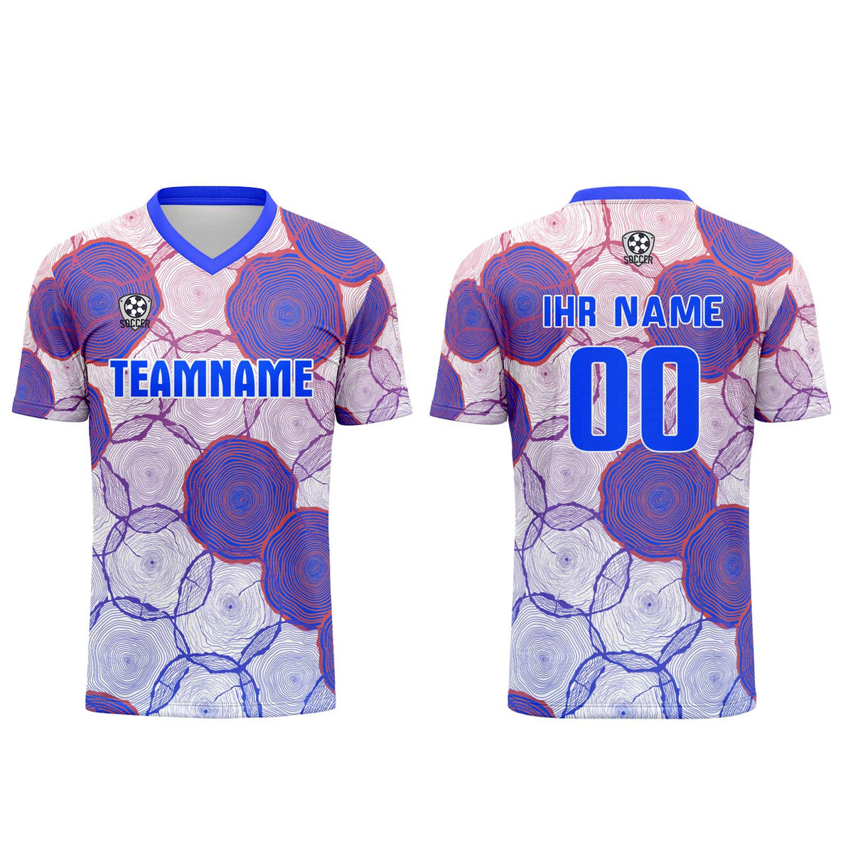 Benutzerdefinierte Weiß Blau Orange  Trikots für Männer Frauen Personalisierte Fußball Uniformen für Erwachsene und Kind