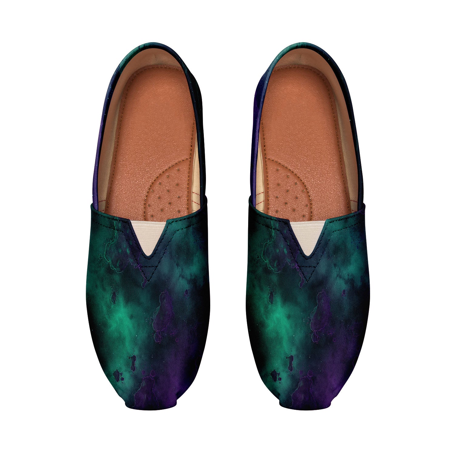 Stilvolle Leinwand-Schuhe mit Himmelskarten in bezaubernder grün-lila Palette, Unisex-EVA-Komfort