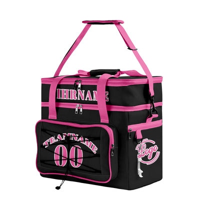 Maßgeschickerte Schwarz Rosa vollflächig bedruckte isolierte Kühltasche mit Doppelwand Wasserdichte 600D Oxford Picknick-Tragetasche für Teamevents & Outdoor-Grillen