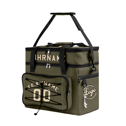 Maßgeschickerte Armeegrün Schwarz vollflächig bedruckte isolierte Kühltasche mit Doppelwand Wasserdichte 600D Oxford Picknick-Tragetasche für Teamevents & Outdoor-Grillen