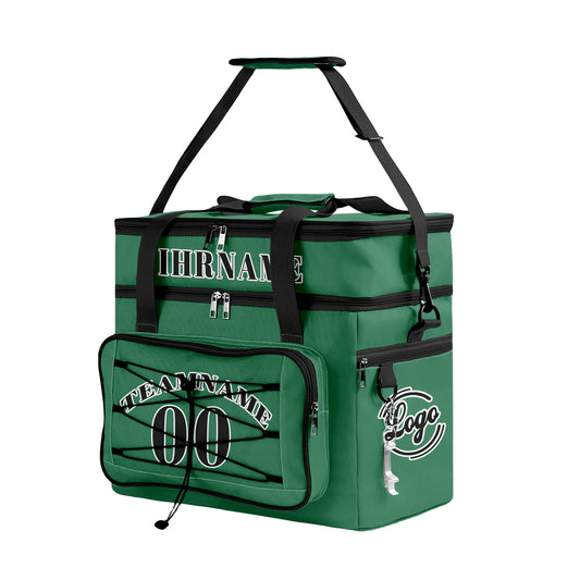Maßgeschickerte Grün Schwarz vollflächig bedruckte isolierte Kühltasche mit Doppelwand Wasserdichte 600D Oxford Picknick-Tragetasche für Teamevents & Outdoor-Grillen