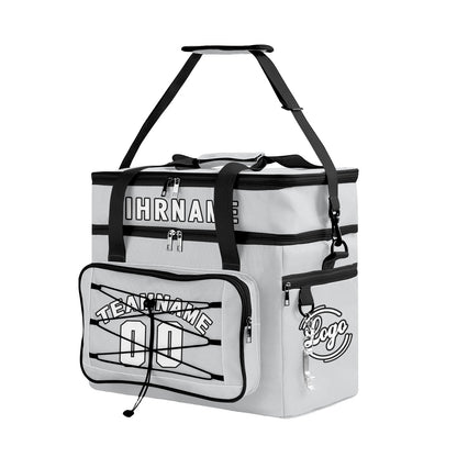 Maßgeschickerte Grau Schwarz vollflächig bedruckte isolierte Kühltasche mit Doppelwand Wasserdichte 600D Oxford Picknick-Tragetasche für Teamevents & Outdoor-Grillen