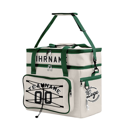 Maßgeschickerte Grau Grün vollflächig bedruckte isolierte Kühltasche mit Doppelwand Wasserdichte 600D Oxford Picknick-Tragetasche für Teamevents & Outdoor-Grillen