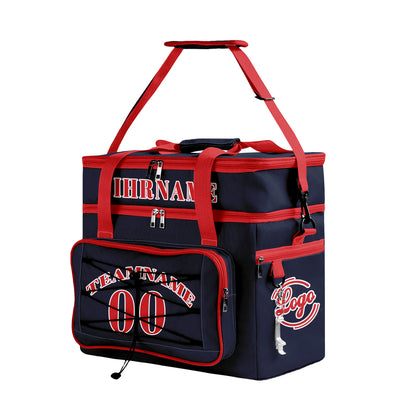 Maßgeschickerte Blau Rot vollflächig bedruckte isolierte Kühltasche mit Doppelwand Wasserdichte 600D Oxford Picknick-Tragetasche für Teamevents & Outdoor-Grillen