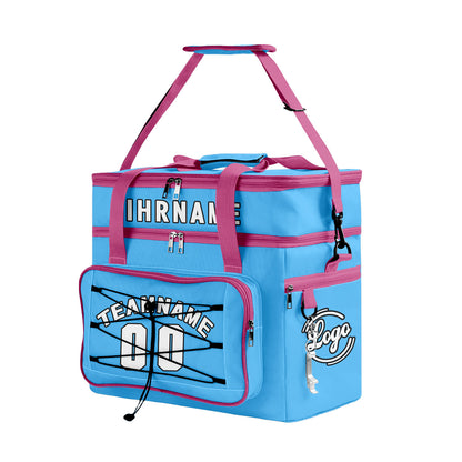 Maßgeschickerte Blau Rosa vollflächig bedruckte isolierte Kühltasche mit Doppelwand Wasserdichte 600D Oxford Picknick-Tragetasche für Teamevents & Outdoor-Grillen