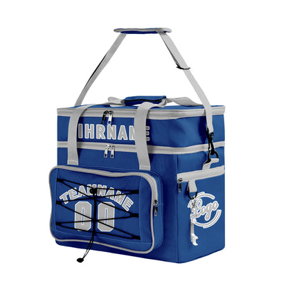 Maßgeschickerte Blau Grau vollflächig bedruckte isolierte Kühltasche mit Doppelwand Wasserdichte 600D Oxford Picknick-Tragetasche für Teamevents & Outdoor-Grillen