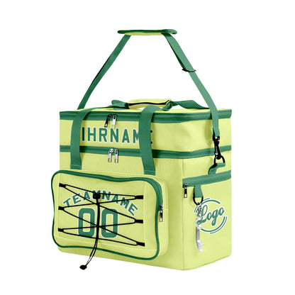 Maßgeschickerte Grün Weiß vollflächig bedruckte isolierte Kühltasche mit Doppelwand Wasserdichte 600D Oxford Picknick-Tragetasche für Teamevents & Outdoor-Grillen