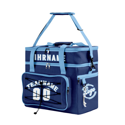 Maßgeschickerte Blau Weiß vollflächig bedruckte isolierte Kühltasche mit Doppelwand Wasserdichte 600D Oxford Picknick-Tragetasche für Teamevents & Outdoor-Grillen