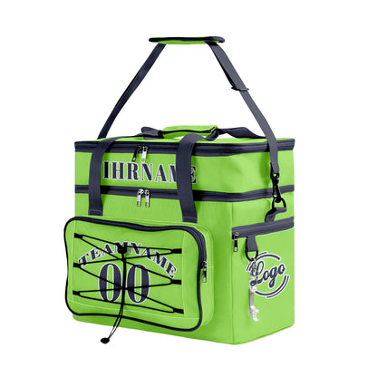 Maßgeschickerte Grün Blau vollflächig bedruckte isolierte Kühltasche mit Doppelwand Wasserdichte 600D Oxford Picknick-Tragetasche für Teamevents & Outdoor-Grillen