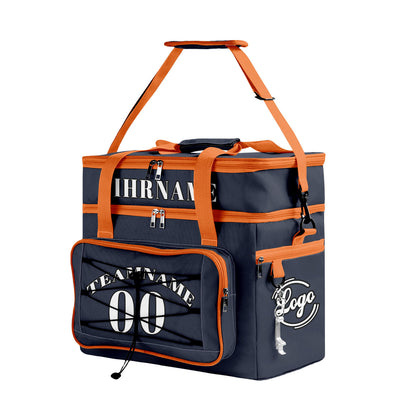 Maßgeschickerte Blau Orange vollflächig bedruckte isolierte Kühltasche mit Doppelwand Wasserdichte 600D Oxford Picknick-Tragetasche für Teamevents & Outdoor-Grillen