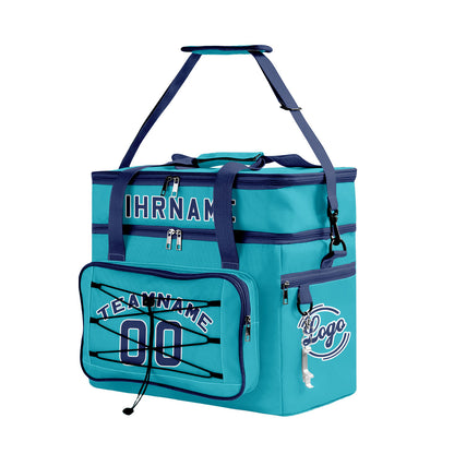 Maßgeschickerte Cyan Blau vollflächig bedruckte isolierte Kühltasche mit Doppelwand Wasserdichte 600D Oxford Picknick-Tragetasche für Teamevents & Outdoor-Grillen