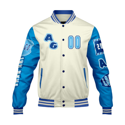 Maßgeschneiderte Rot Blau Letterman Varsity Jacket Individuelle Stickerei  Druck nach Ihrem Wunsch