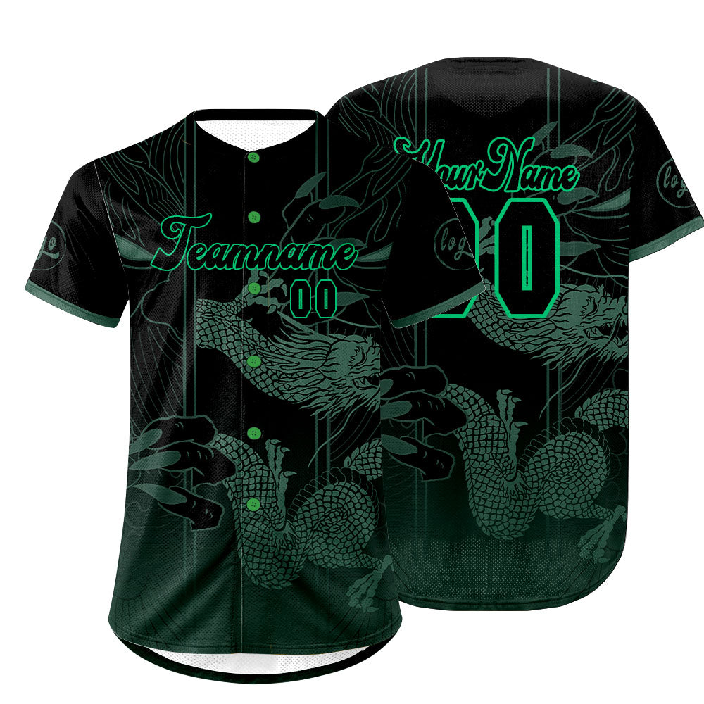 Benutzerdefiniert Grün Schwarz Personalisierter Baseball Jersey mit Farbverlauf Team Uniform mit Namen und Nummer
