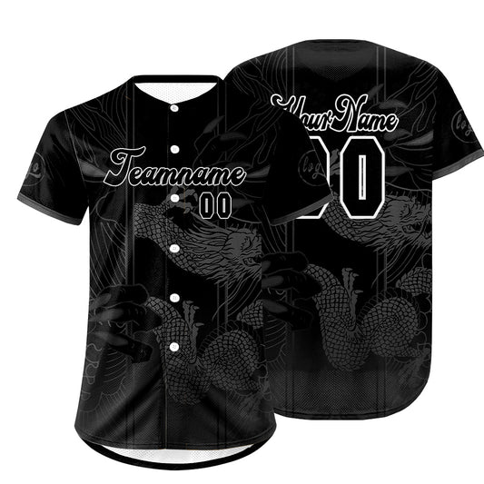 Benutzerdefiniert Schwarz Grau Personalisierter Baseball Jersey mit Farbverlauf Team Uniform mit Namen und Nummer