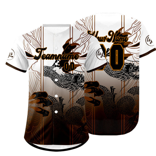Benutzerdefiniert Braun Weiß Personalisierter Baseball Jersey mit Farbverlauf Team Uniform mit Namen und Nummer