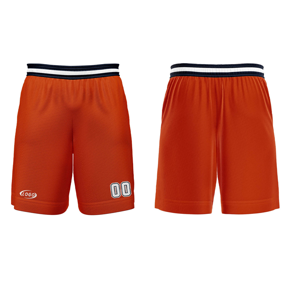 Benutzerdefinierter Orange Marineblau Weiß Basketball Jersey Uniform Anzug gedruckt Ihr Logo Name Nummer