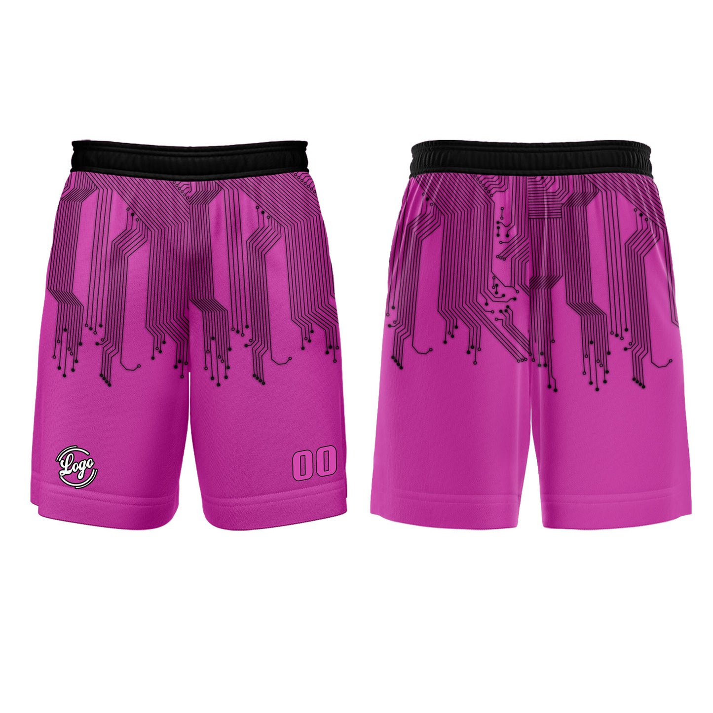 Kundenspezifisches Rosa Schwarz Basketball Fußball Schießen langes T-Shirt für Erwachsene und Kinder