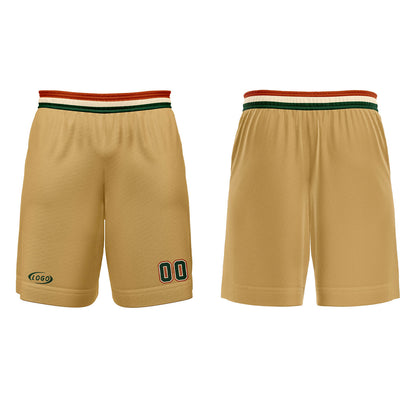 Benutzerdefinierter Hellbraun Grün Weiß Rot Basketball Jersey Uniform Anzug gedruckt Ihr Logo Name Nummer