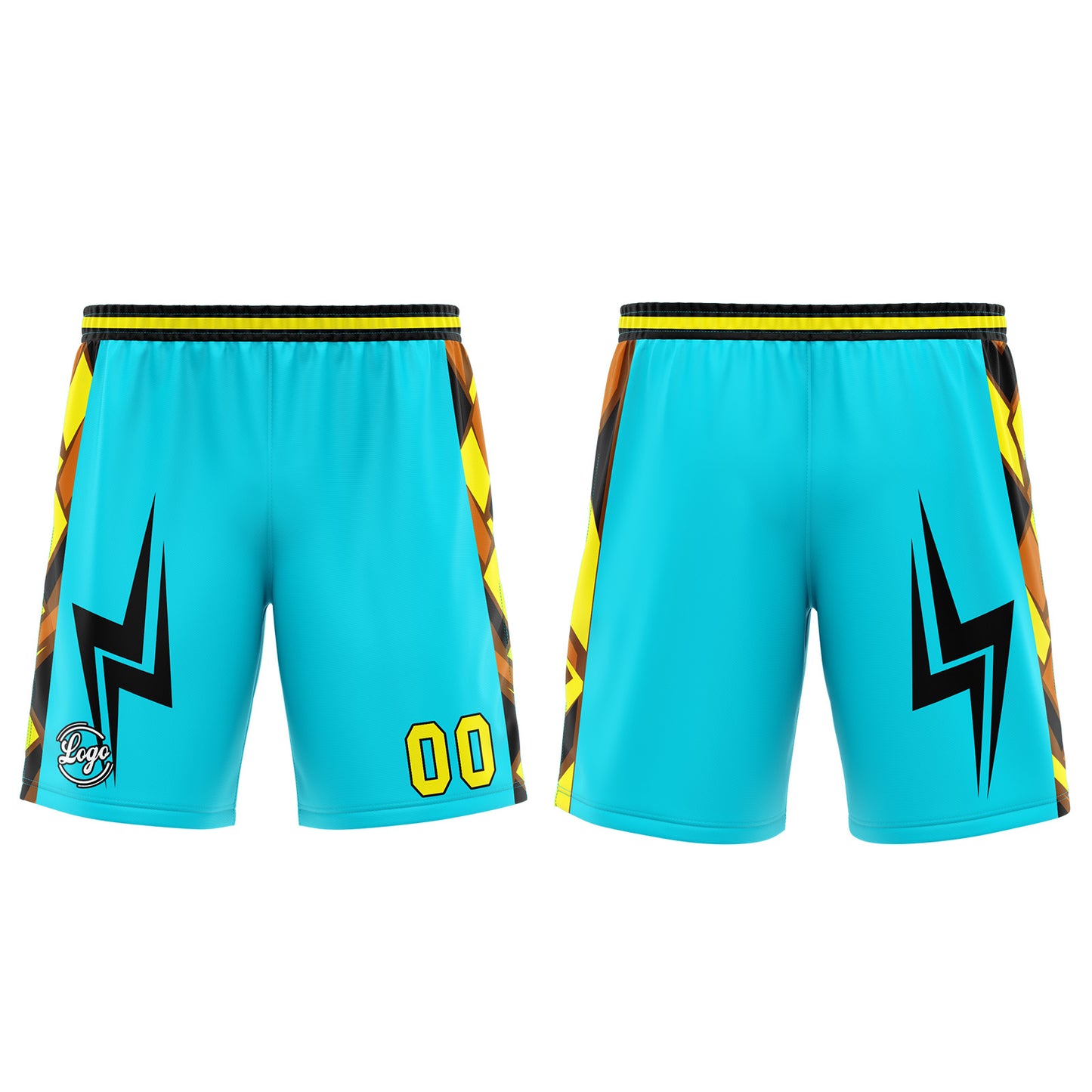 Benutzerdefinierter Hellblau Gelb Basketball Jersey Uniform Anzug gedruckt Ihr Logo Name Nummer