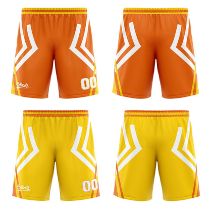 Benutzerdefinierte Orange Gelb Reversible Basketball Jersey Personalisierte Drucken Name Nummer Logo