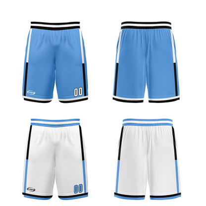 Benutzerdefinierte Blau Weiß Reversible Basketball Jersey Personalisierte Drucken Name Nummer Logo