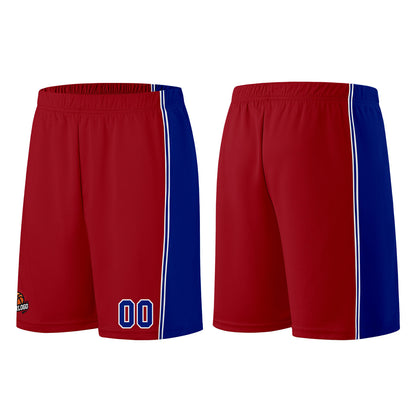 Individuelle Burgund Königlich Basketball Jersey Shorts für Männer und Frauen Gestickter und gedruckter Name, Nummer und Logo