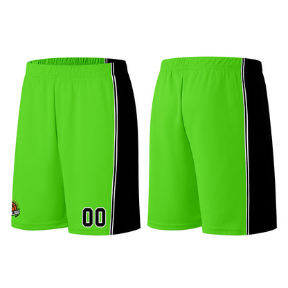 Individuelle Neongrün-Schwarz Basketball Jersey Shorts für Männer und Frauen Gestickter und gedruckter Name, Nummer und Logo