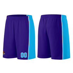 Individuelle Lila Hellblau Basketball Jersey Shorts für Männer und Frauen Gestickter und gedruckter Name, Nummer und Logo