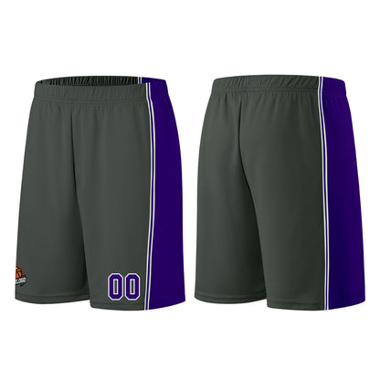 Individuelle Dunkelgrau-Lila Basketball Jersey Shorts für Männer und Frauen Gestickter und gedruckter Name, Nummer und Logo