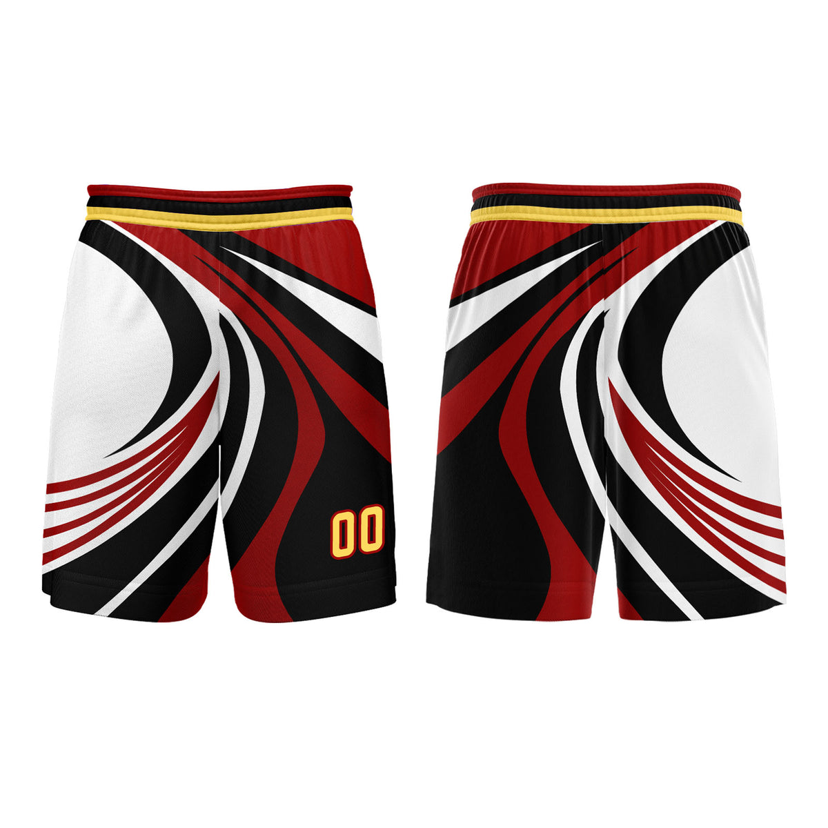 Benutzerdefinierter Rot Gelb Basketball Jersey Uniform Anzug gedruckt Ihr Logo Name Nummer