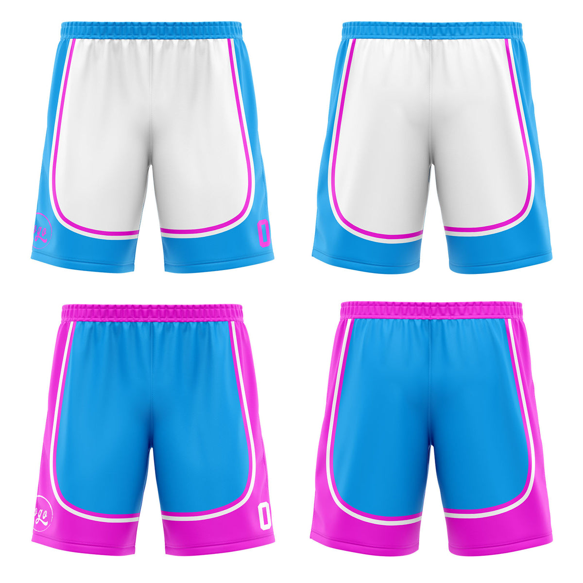 Benutzerdefinierte Blau Lichtrosa Reversible Basketball Jersey Personalisierte Print Name Nummer Logo