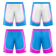 Benutzerdefinierte Blau Lichtrosa Reversible Basketball Jersey Personalisierte Print Name Nummer Logo
