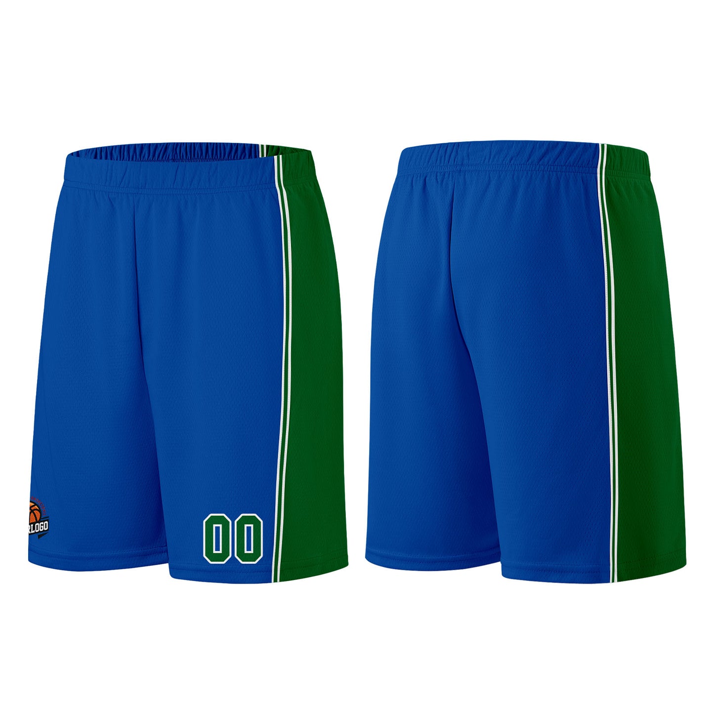 Individuelle Königs-Grün Basketball Jersey Shorts für Männer und Frauen Gestickter und gedruckter Name, Nummer und Logo