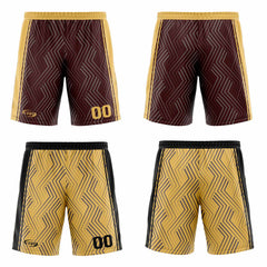Benutzerdefinierte Braun Gelb Reversible Basketball Jersey Personalisierte Drucken Name Nummer Logo
