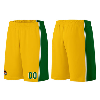 Individuelle Gelb Grün Basketball Jersey Shorts für Männer und Frauen Gestickter und gedruckter Name, Nummer und Logo
