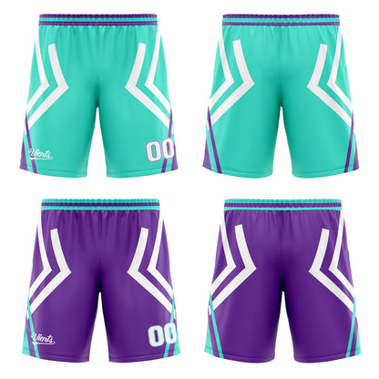 Benutzerdefinierte Cyan Lila Reversible Basketball Jersey Personalisierte Drucken Name Nummer Logo