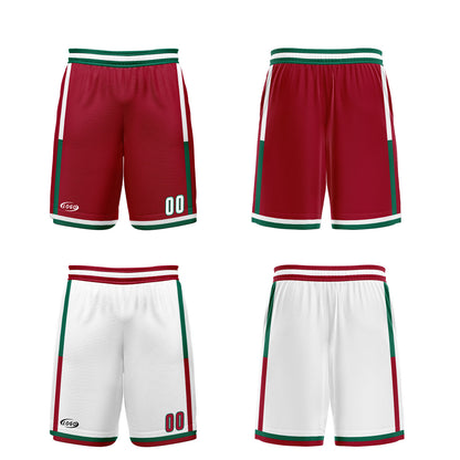 Benutzerdefinierte Rot Weiß Grün Reversible Basketball Jersey Personalisierte Drucken Name Nummer Logo