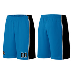 Individuelle Blau-Schwarz Basketball Jersey Shorts für Männer und Frauen Gestickter und gedruckter Name, Nummer und Logo
