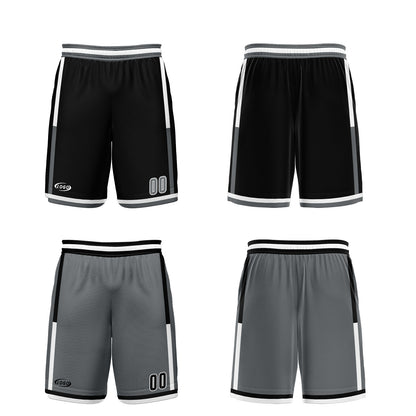 Benutzerdefinierte Schwarz Grau Reversible Basketball Jersey Personalisierte Drucken Name Nummer Logo