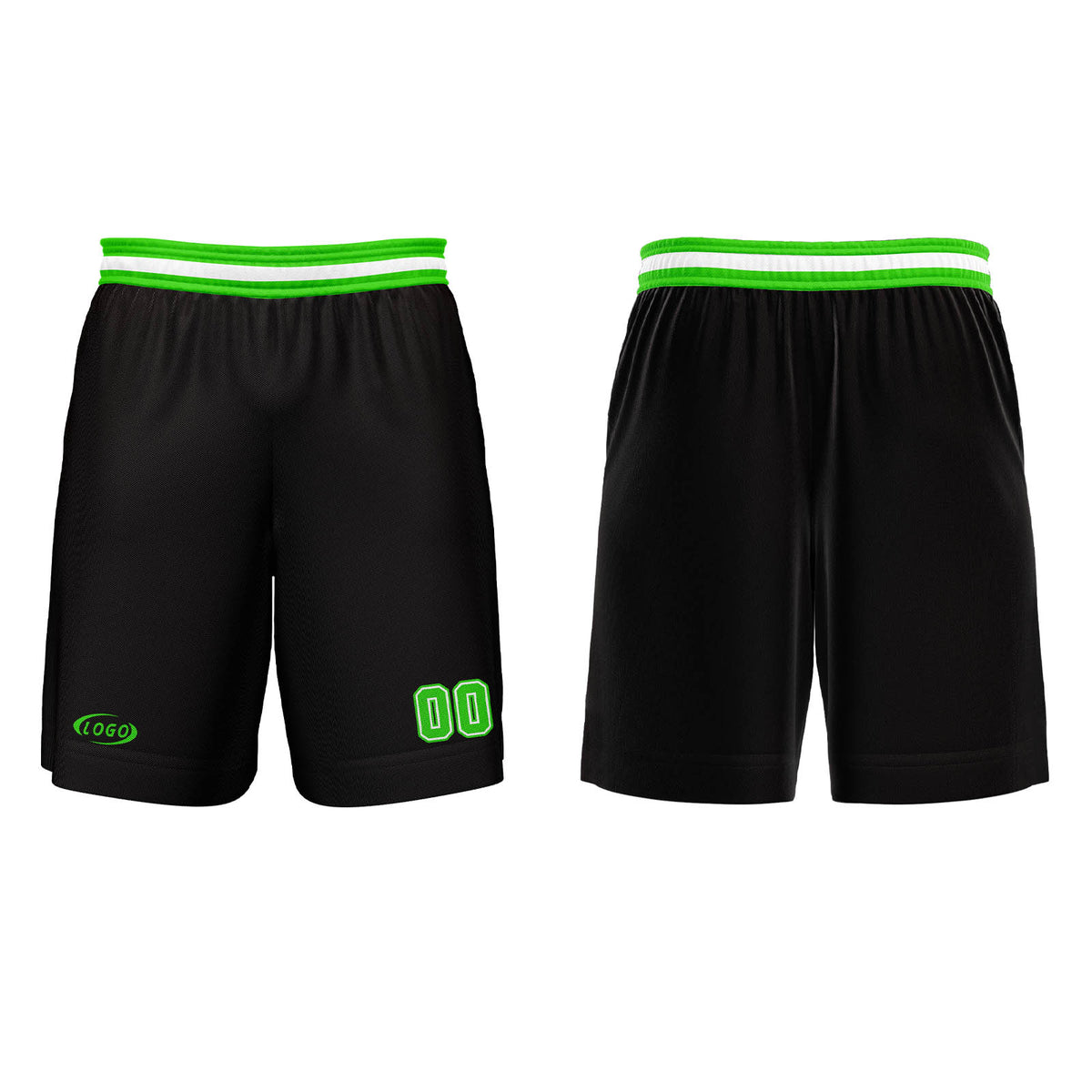 Benutzerdefinierter Schwarz Hellgrün Weiß Basketball Jersey Uniform Anzug gedruckt Ihr Logo Name Nummer